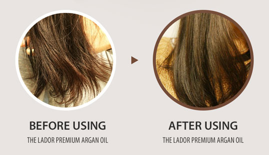 before and after using the premium argan oil
