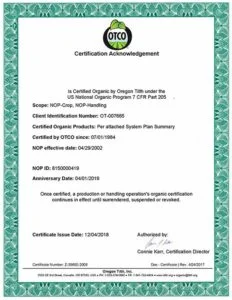 hibiscus usda certificate